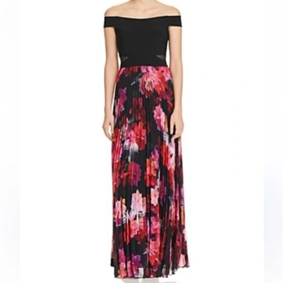 strapless open back dress Khaki | Water Floral Pleated Dress